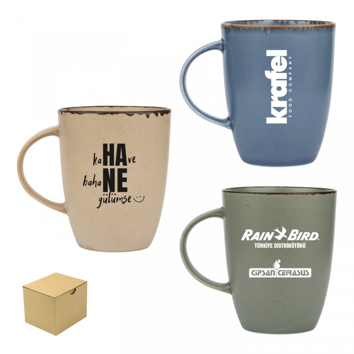 Logo Baskılı Bone Porselen Valeron Kupa Bardak 300 Ml